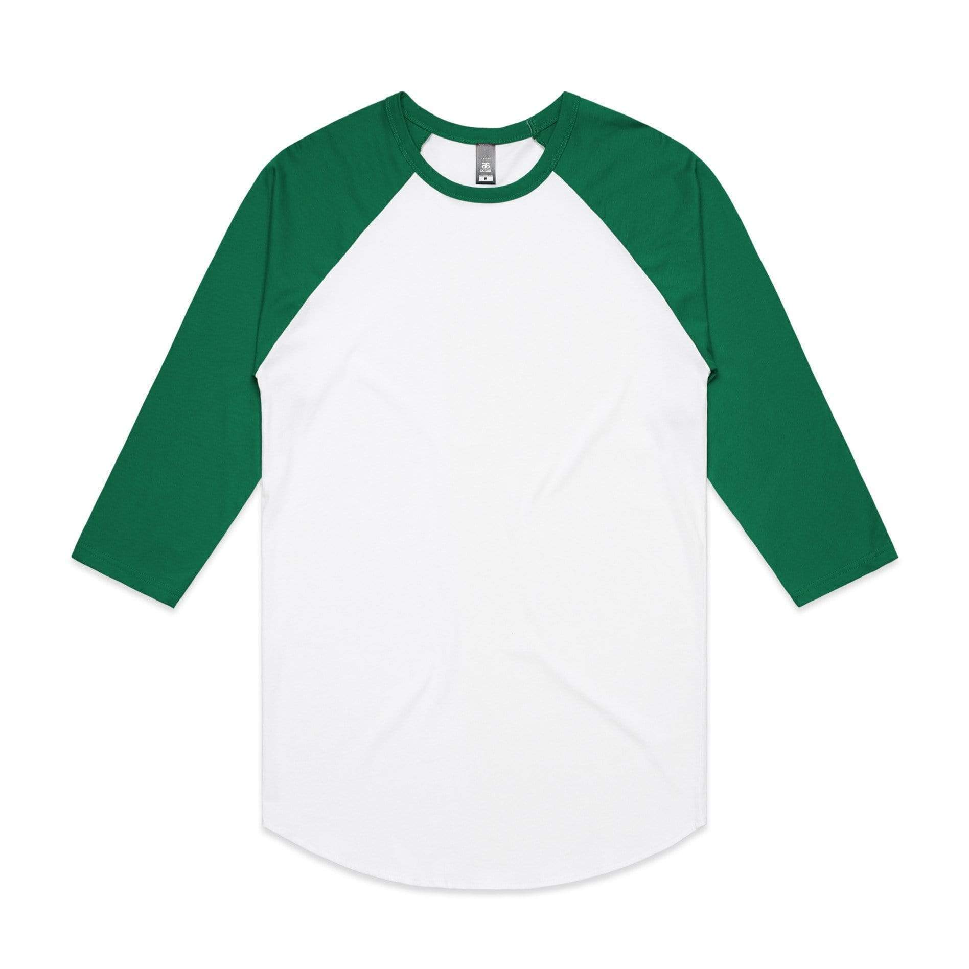 As Colour Casual Wear WHITE/KELLY GREEN / XSM As Colour Men's raglan tee 5012